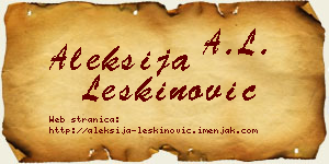 Aleksija Leškinović vizit kartica